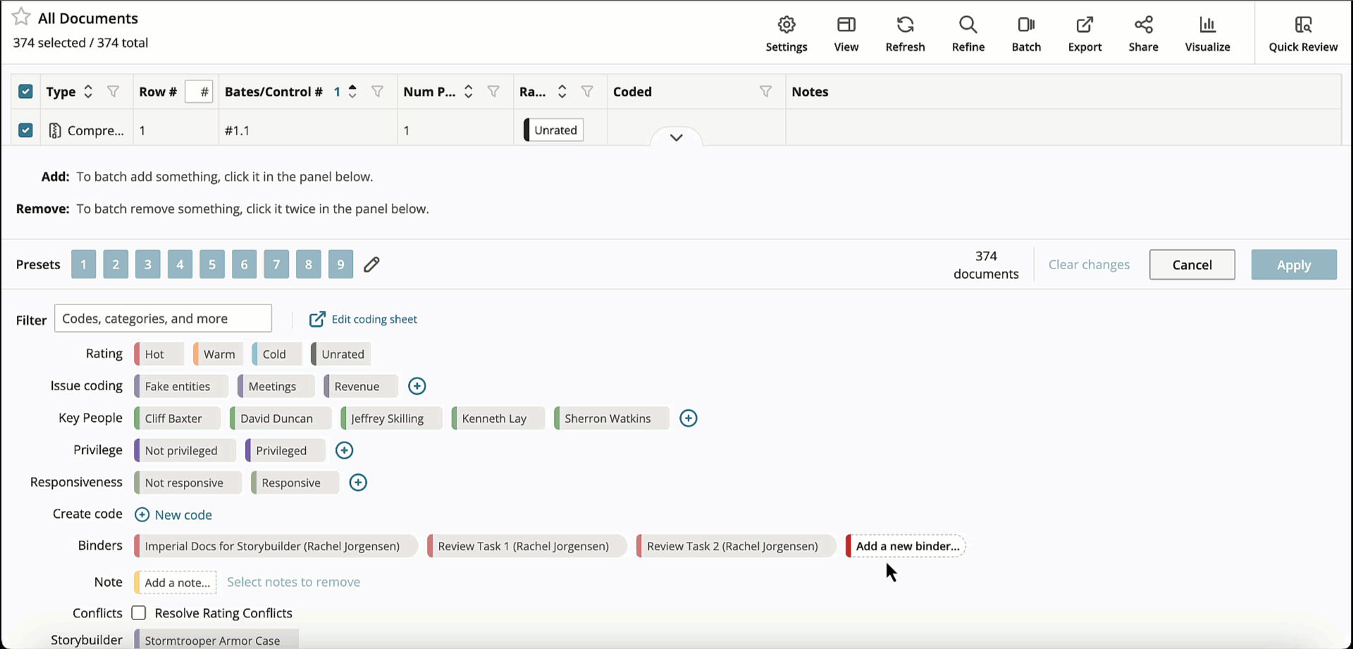 Binders Knowledge Base
