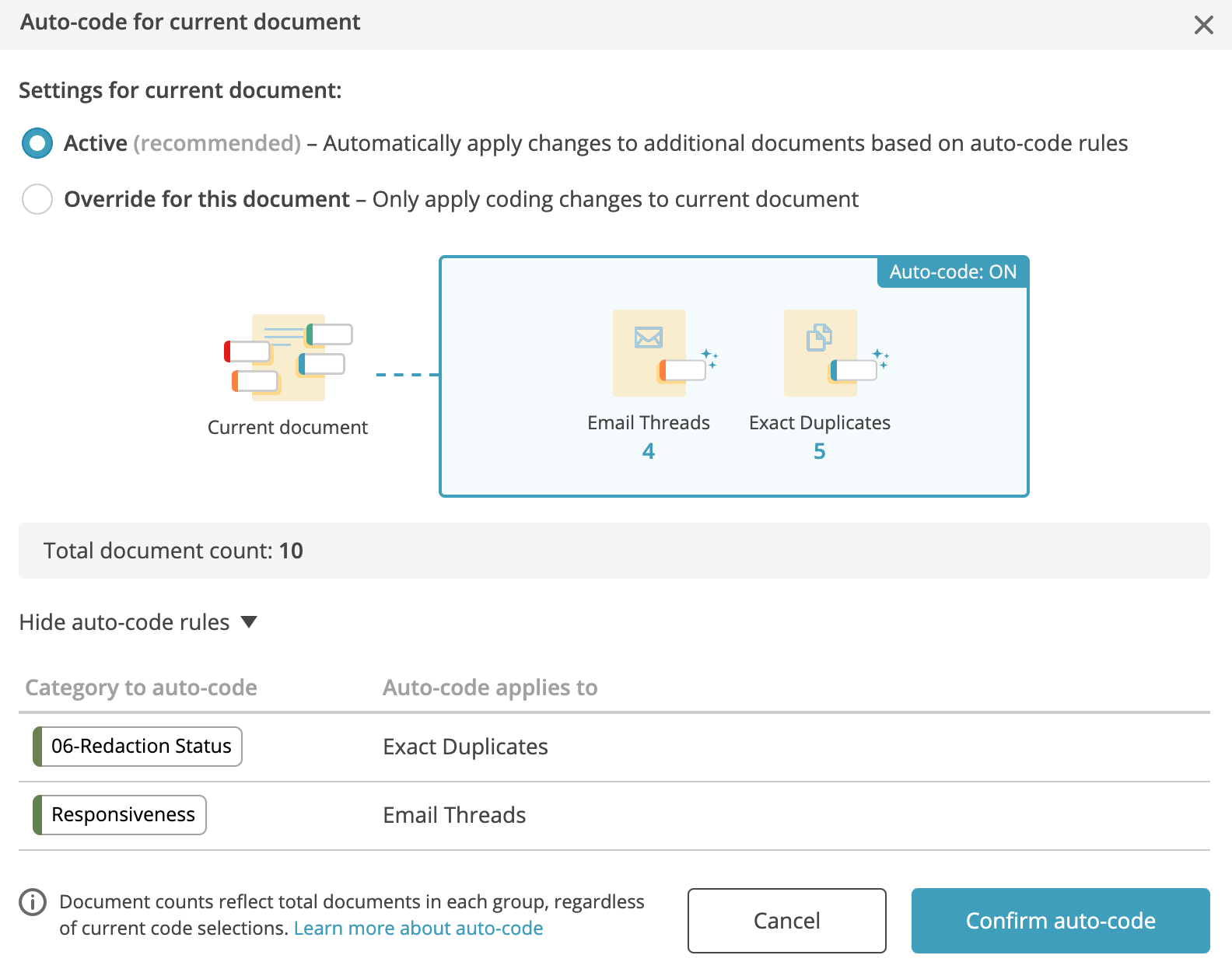 Reviewing Documents in Accordance with Coding Rules – Knowledge Base