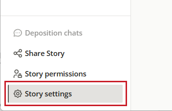 Story settings menu option highlighted