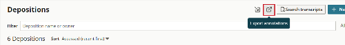 Export annotations button on Depositions page