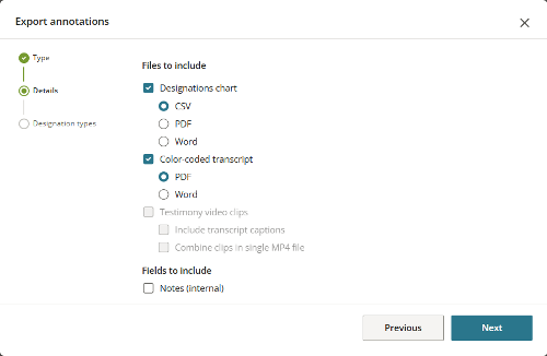 Select files and fields to include