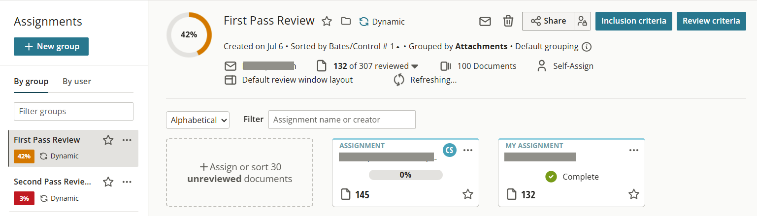 The assignment group dashboard